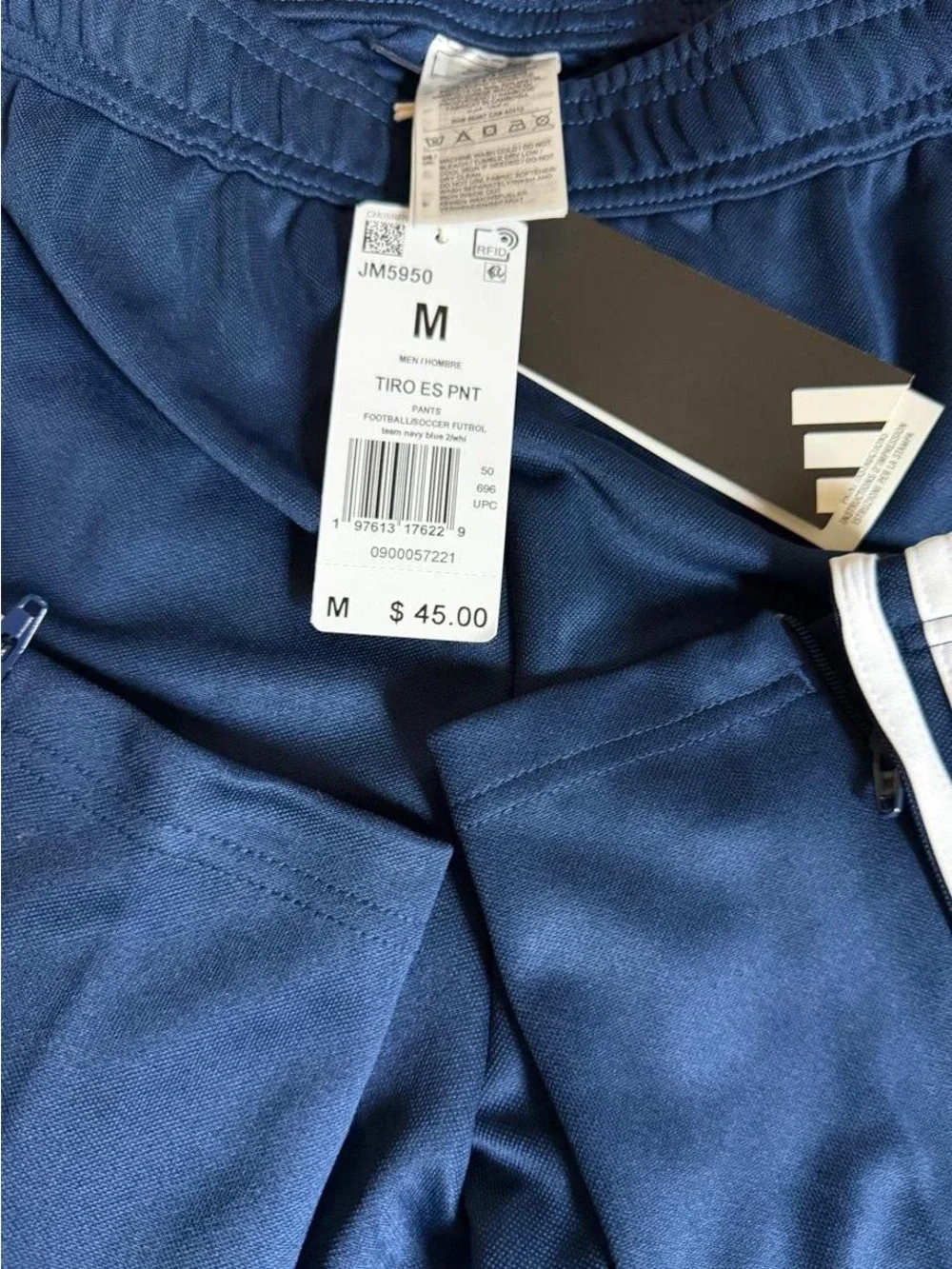 Adidas Men’s Tiro Essentials Training Track Pants - Blue with White Stripes